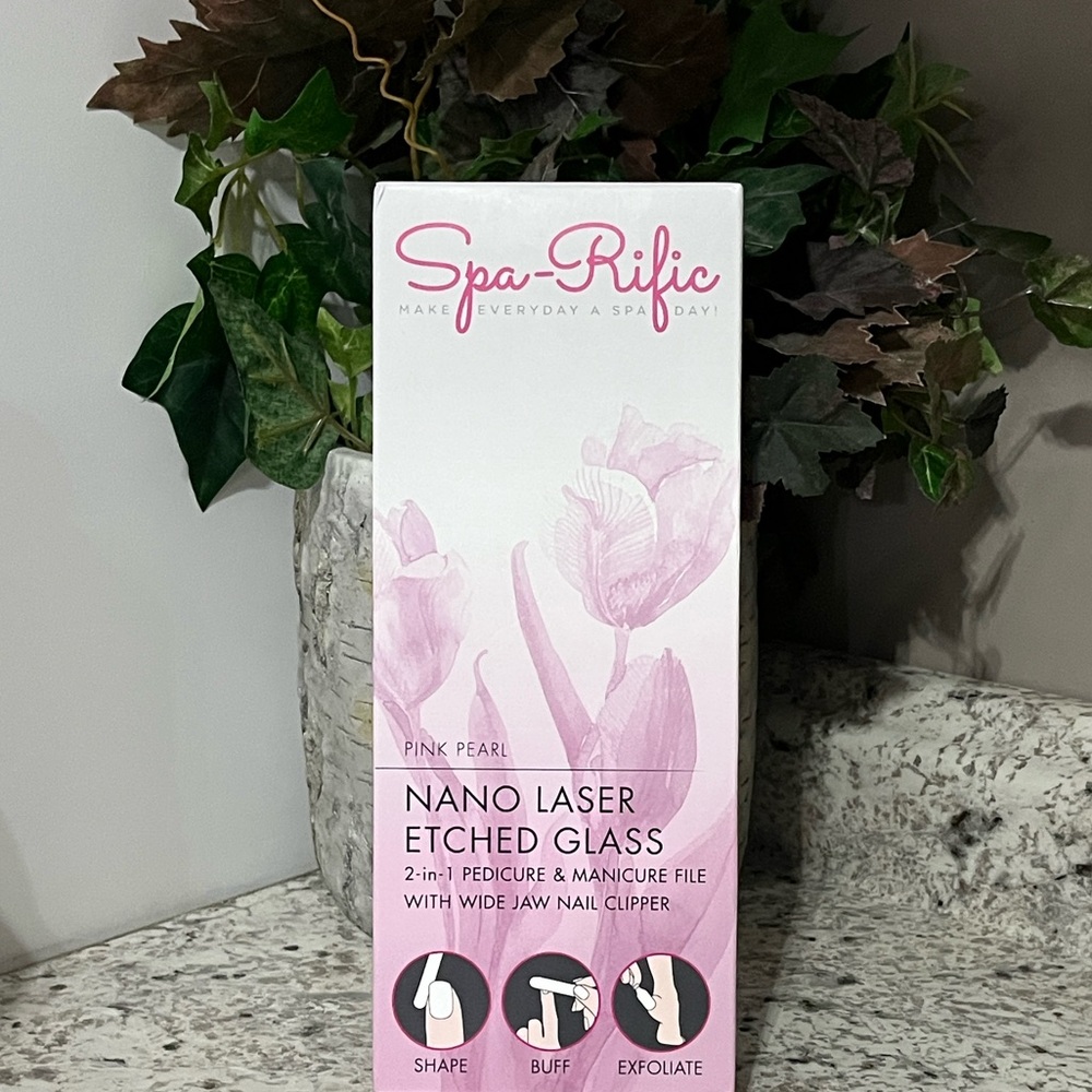 QVC Spa-Rific Pink Pearl Nano Laser Etched Glass File 🪴🆕🪴
